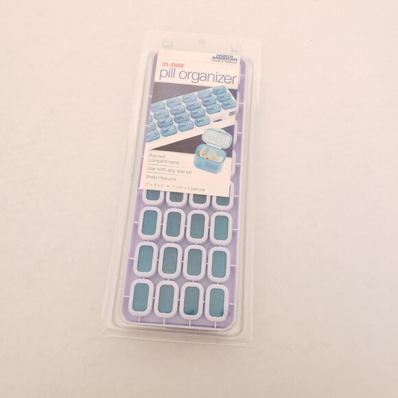 North American Blue 31 Day Large Pill Organizer Pop Out Compartments - Picture 4 of 8